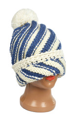 women`s knitted hat on a white background