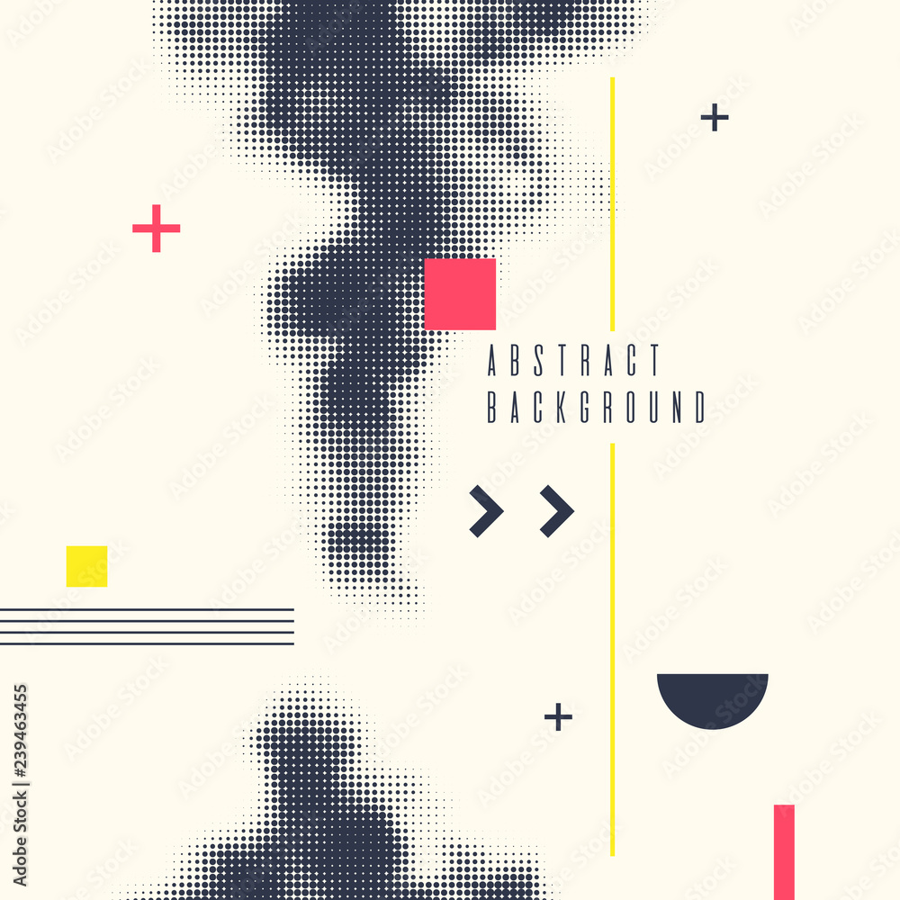 Poster modern abstract art geometric background with flat. vector poster with halftone element