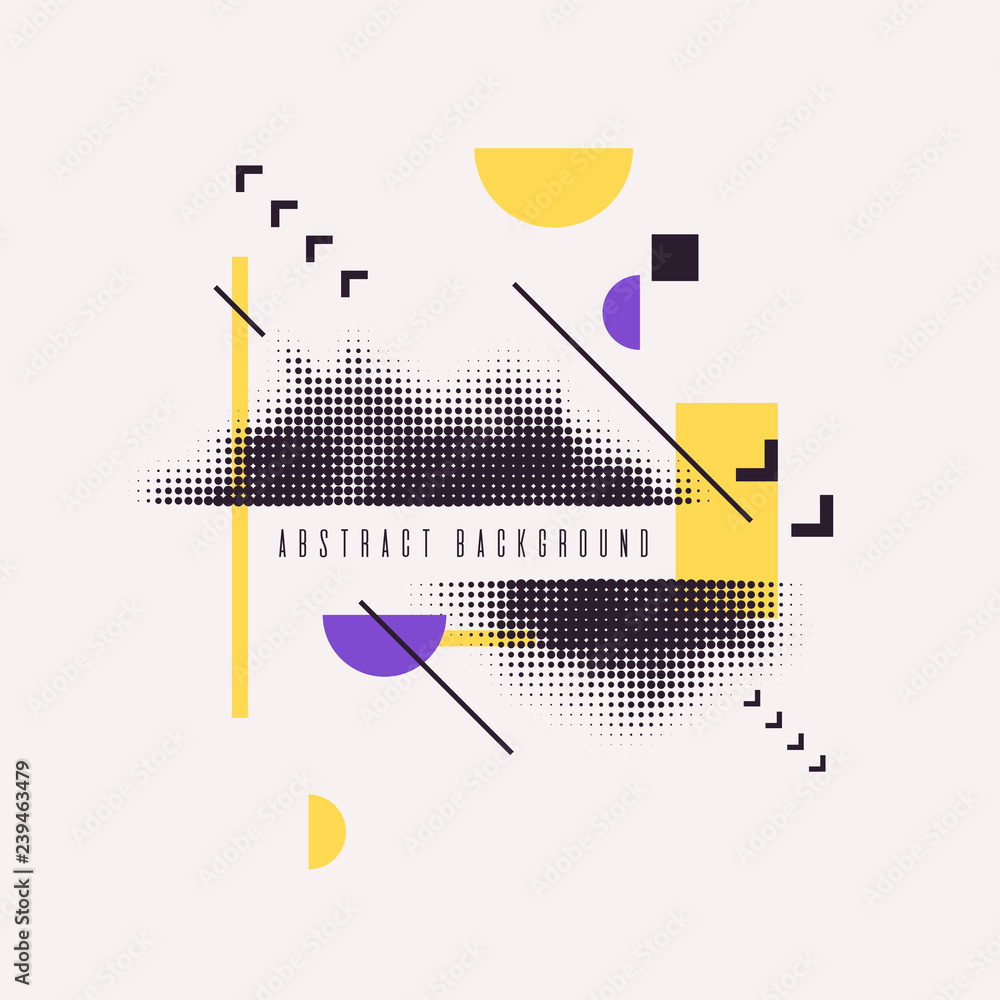 Poster modern abstract art geometric background with flat. vector poster with halftone element
