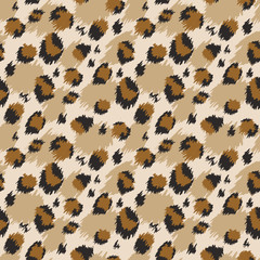 Leopard seamless pattern. Tiger skin print. Animal background. Vector illustration
