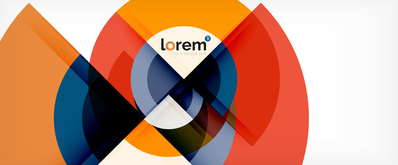 Fototapeta premium Modern geometric circles abstract background, colorful round shapes with shadow effects