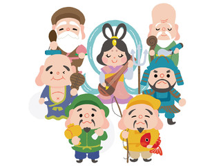 とても可愛らしい七福神 円陣