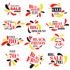 Collection of sale and discount labels.