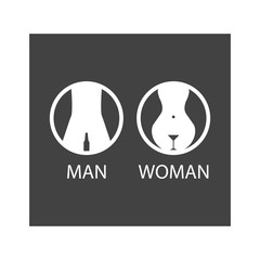 Wc or toilet creative sign or icons for public places as restaurant, cafe, hotel. Isolated flat vector images