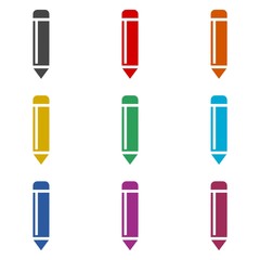 Short Pencil, Short small pencil icon or logo, color set