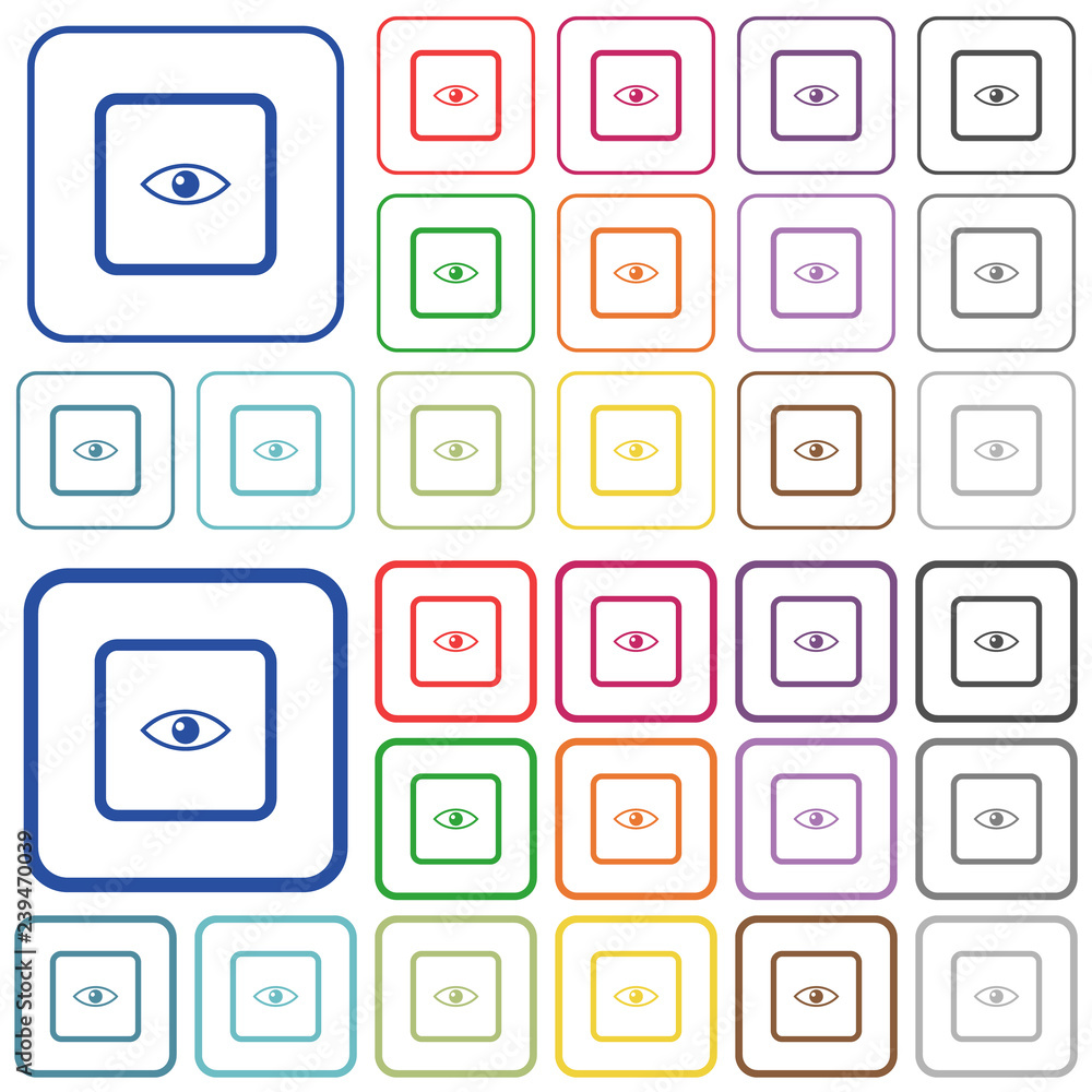 Poster preview object outlined flat color icons