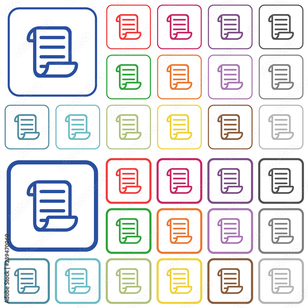 Poster script code outlined flat color icons