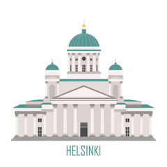 The symbol of Helsinki, Finland - Cathedral. Landmark icon for travel agency. Vector illustration.
