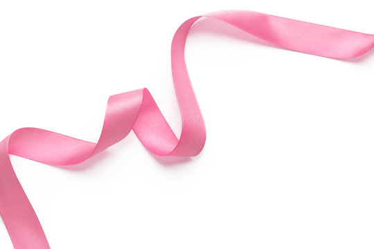 Pink Ribbon On White Background