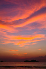 Fototapeta premium Beautiful twilight sky after sunset over the sea coast.