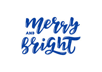 Merry and bright hand drawn lettering