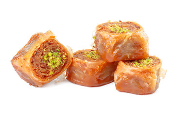 Fototapeta na wymiar Turkish Ramadan Dessert Baklava isolated on white