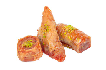 Turkish Ramadan Dessert Baklava isolated on white