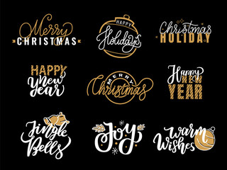 Fototapeta premium Merry Christmas Happy Holidays Jingle Bell and Joy