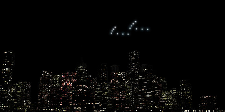 Ufo Flying Over A Huge City