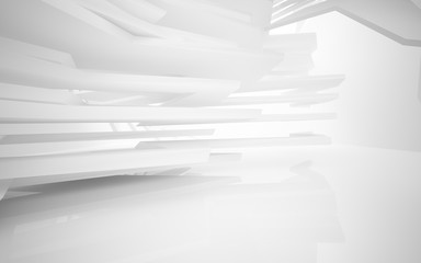 Abstract white interior of the future, with neon lighting. 3D illustration and rendering