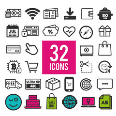 Line icon set for Web and Mobile on white background.