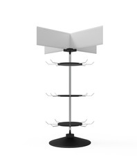 phone accessory display stand, retail display stand with hook for product , display stands isolated on white background. 3d illustration
