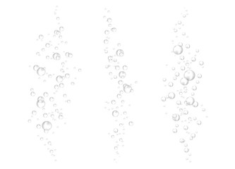 Vector air bubbles on white background. 3d vector realistic undersea texture. Underwater air, effervescent drink, champagne, oxygen, gas bubbles, foam or water.