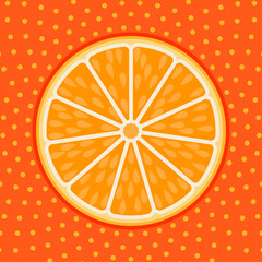Orange slice pop art style background vector cartoon illustration