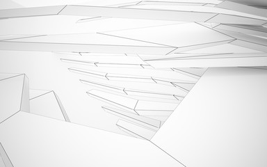 Abstract white interior highlights future. Polygon drawing . Architectural background. 3D illustration and rendering