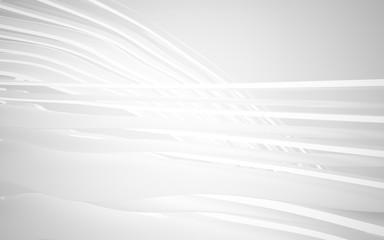 Abstract white interior of the future, with neon lighting. 3D illustration and rendering