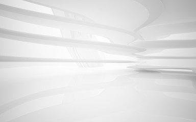 Abstract white interior of the future, with neon lighting. 3D illustration and rendering