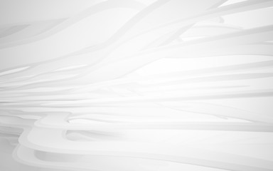 Abstract white interior of the future, with neon lighting. 3D illustration and rendering