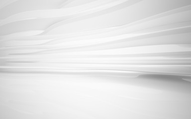 Abstract white interior of the future, with neon lighting. 3D illustration and rendering