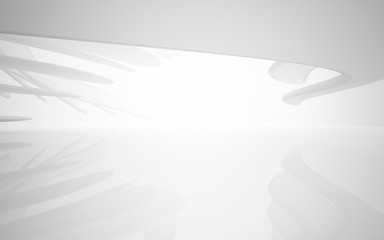 Abstract white interior of the future, with neon lighting. 3D illustration and rendering