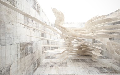 Abstract interior of concrete . Architectural background. 3D illustration and rendering 