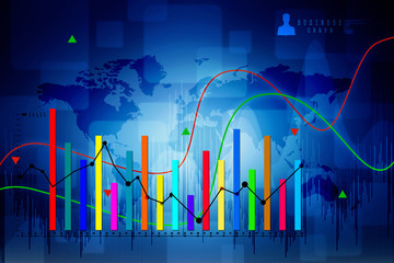 2d rendering Stock market online business concept. business Graph 
