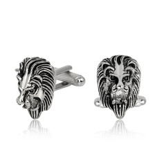 Silver cuff links on white