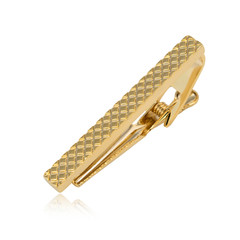 Golden tie clip isolated on white