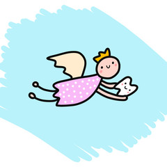 Teeth fairy hand drawn illustration for kids design