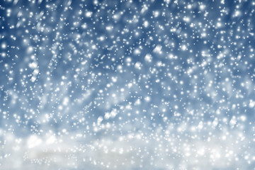 Winter christmas sky with falling snow background