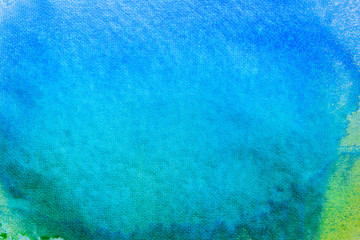 Gradient blue yellow and green watercolor background. Abstract watercolor art of paint on white paper.