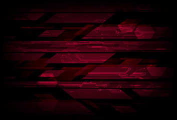 Technology digital red circuit concept, polygon abstract background vector illustration