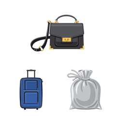Vector illustration of suitcase and baggage sign. Collection of suitcase and journey stock symbol for web.