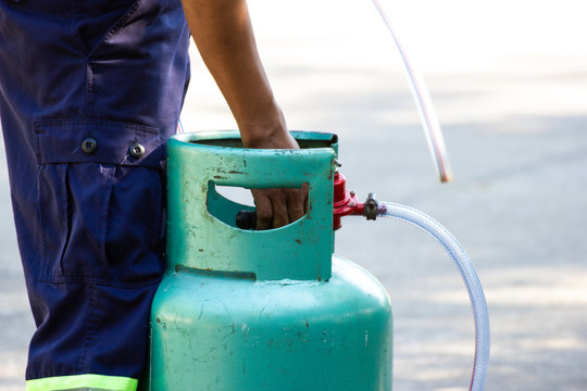 Firefighter firefighting training, The fire is burning at the gas tank 