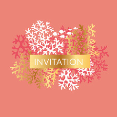 Coral color vector invitation template