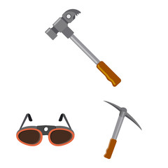 Vector illustration of mountaineering and peak logo. Set of mountaineering and camp vector icon for stock.