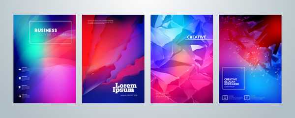 Fototapeta premium Set of business brochure cover design templates. Modern business flyer or poster with abstract colorful background