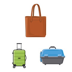 Isolated object of suitcase and baggage sign. Set of suitcase and journey stock symbol for web.