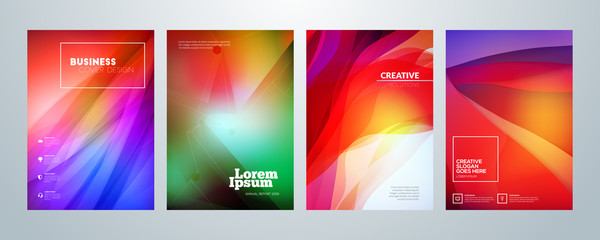 Obraz premium Set of business brochure cover design templates. Modern business flyer or poster with abstract colorful background