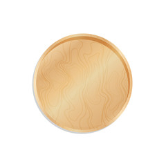 Wooden trencher, tray and salver isolated on white background vector illustration flat design