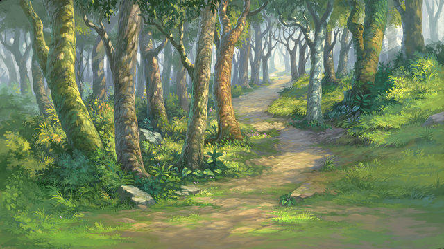 fantasy forest background illustration digital painting
