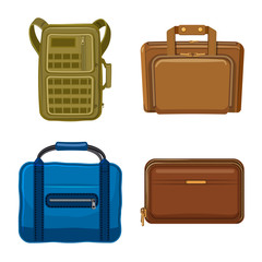 Vector illustration of suitcase and baggage icon. Set of suitcase and journey stock vector illustration.