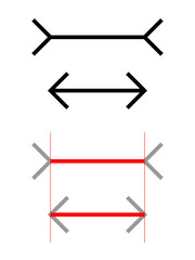 The Muller-Lyer illusion is a optical illusion in which two lines of the same length appear to be of different lengths.