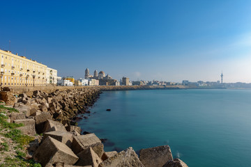 Long exposure of Cadiz downtown at sunrise